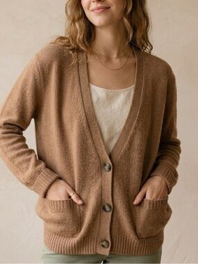 Jenni Kayne everyday wool cashmere cardigan sweater in a brown color
